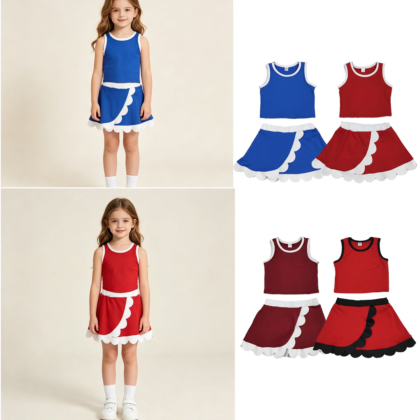 RTS Sibling Sleeveless scallop girls team active wear set