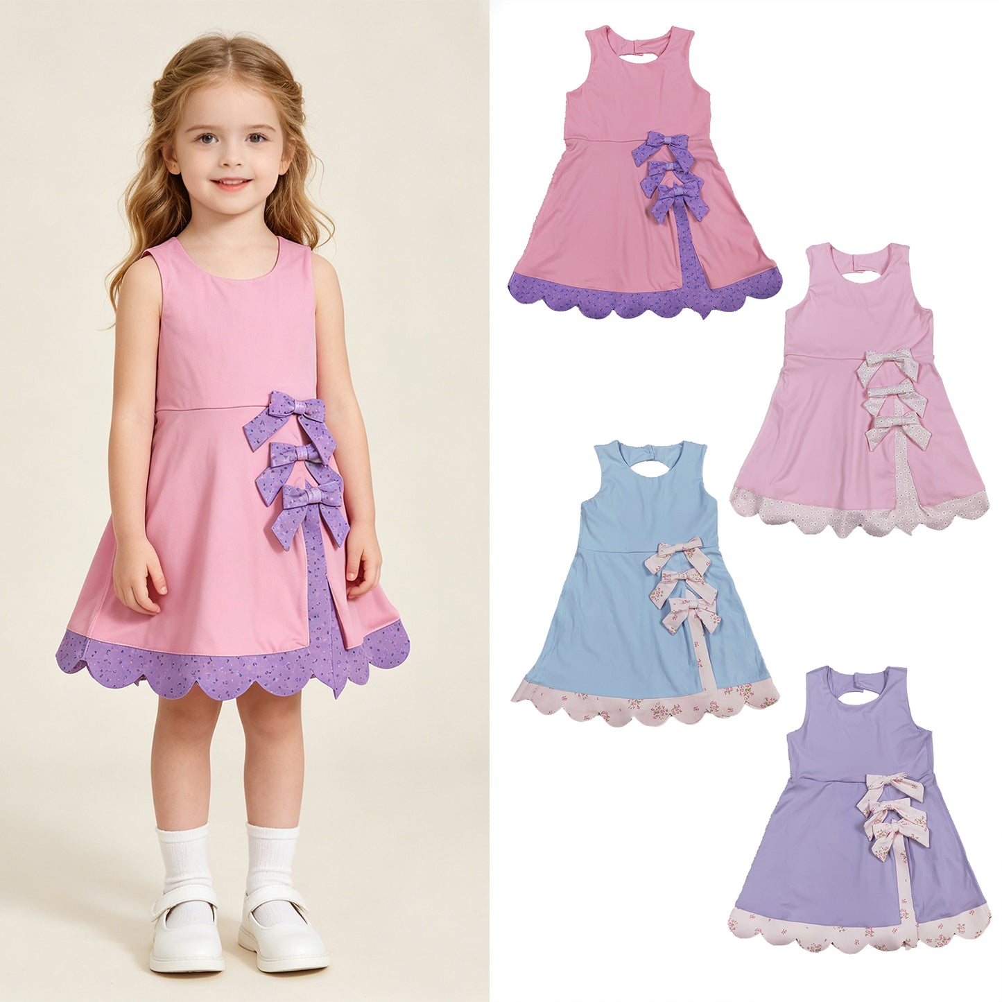 RTS Sibling sleeveless bows kids girls summer athletic dress