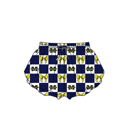 CUSTOM MOQ 5 Kids Clothing for Girls Baby Girls Blue M Plaid Bottom Team Shorts