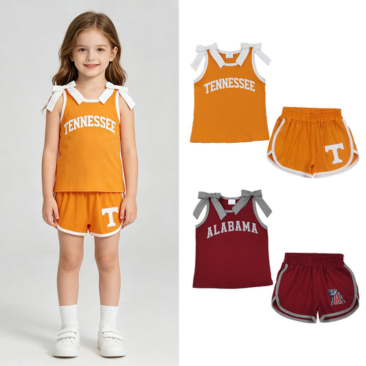 RTS Sibling Sleeveless bow top shorts team girls outfits