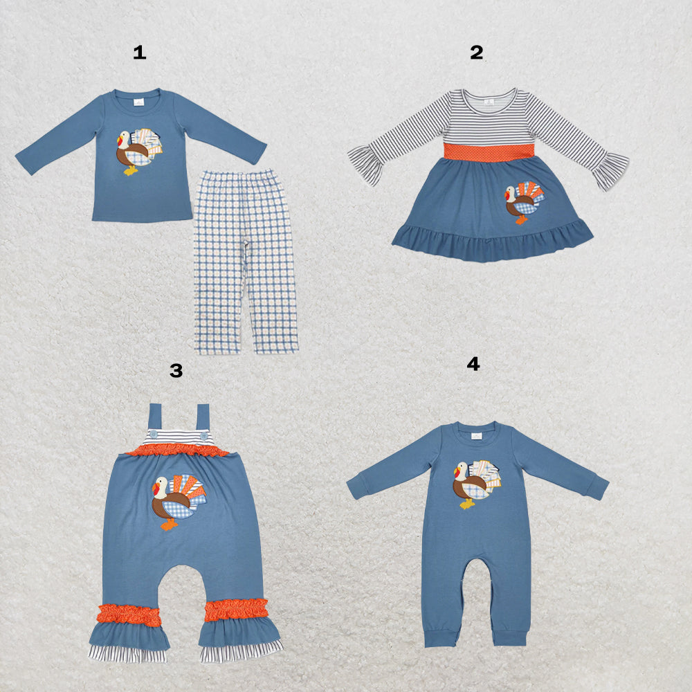 RTS Sibling Thanksgiving Turkey Girls Boys Rompers Dresses Clothes Sets