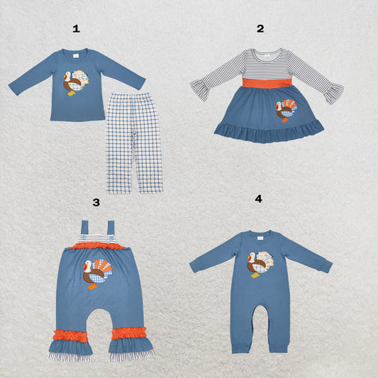RTS Sibling Thanksgiving Turkey Girls Boys Rompers Dresses Clothes Sets