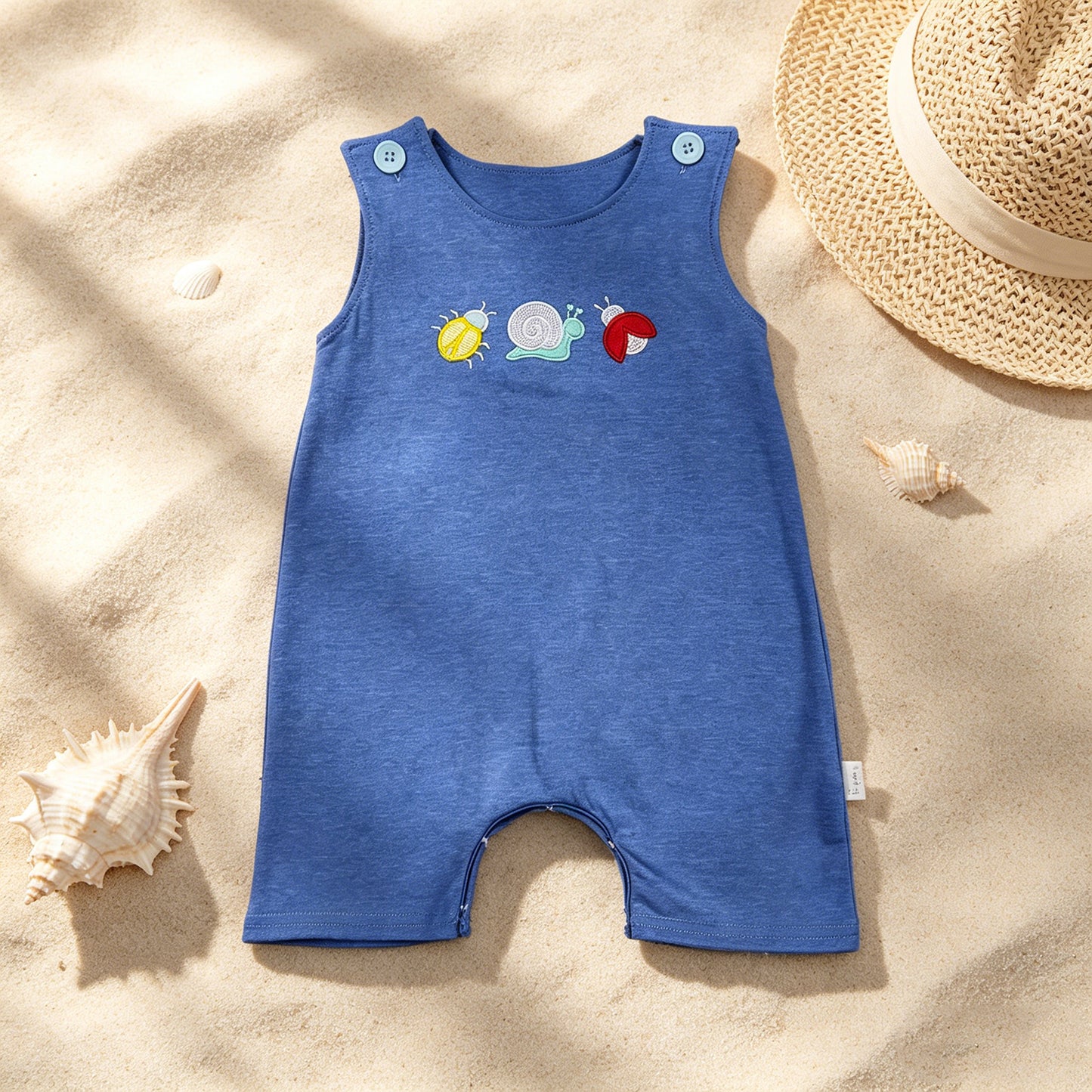 SR4036 RTS NO MOQ （In stock）Sleeveless cotton snail embroidery baby boy romper