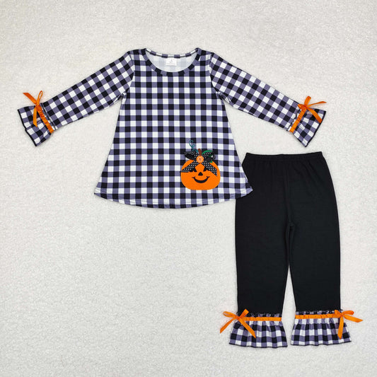 RTS no moq  GLP1674 Kids girls autumn clothes long sleeves top with trousers set