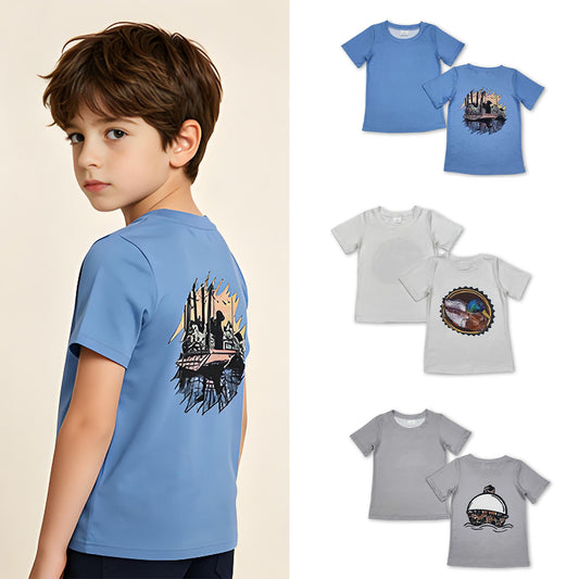 RTS Sibling Short sleeves beige duck baby boy hunting shirt