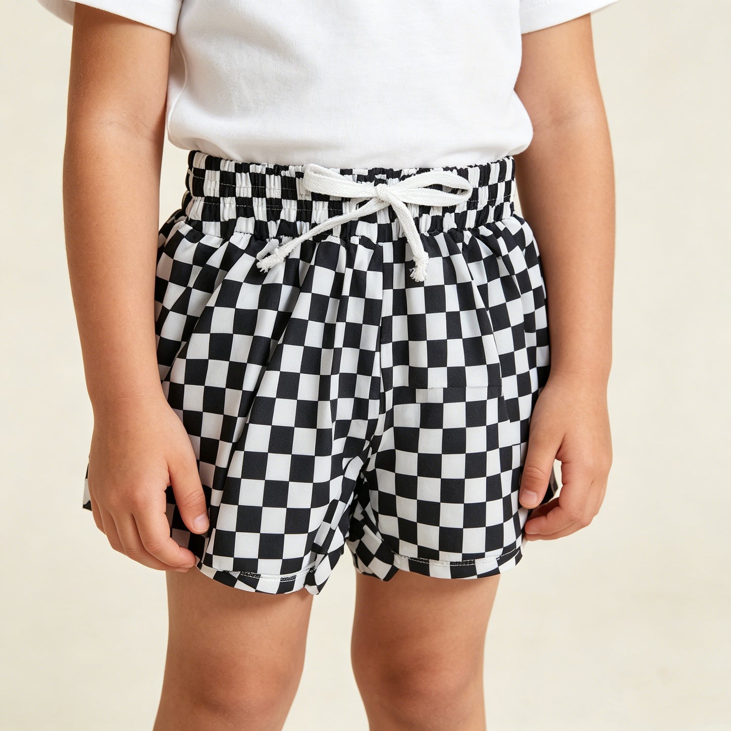 SS0865 RTS NO MOQ （In stock）Black plaid kids girls team active summer shorts