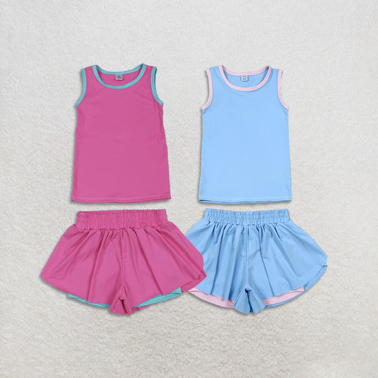 RTS Sibling Sleeveless hot pink top shorts girls active wear set