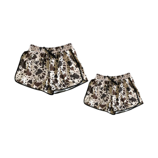 Kids Girls Brown Cow Print Western Summer Shorts Children's Fashion Casual High Waist Short Length
