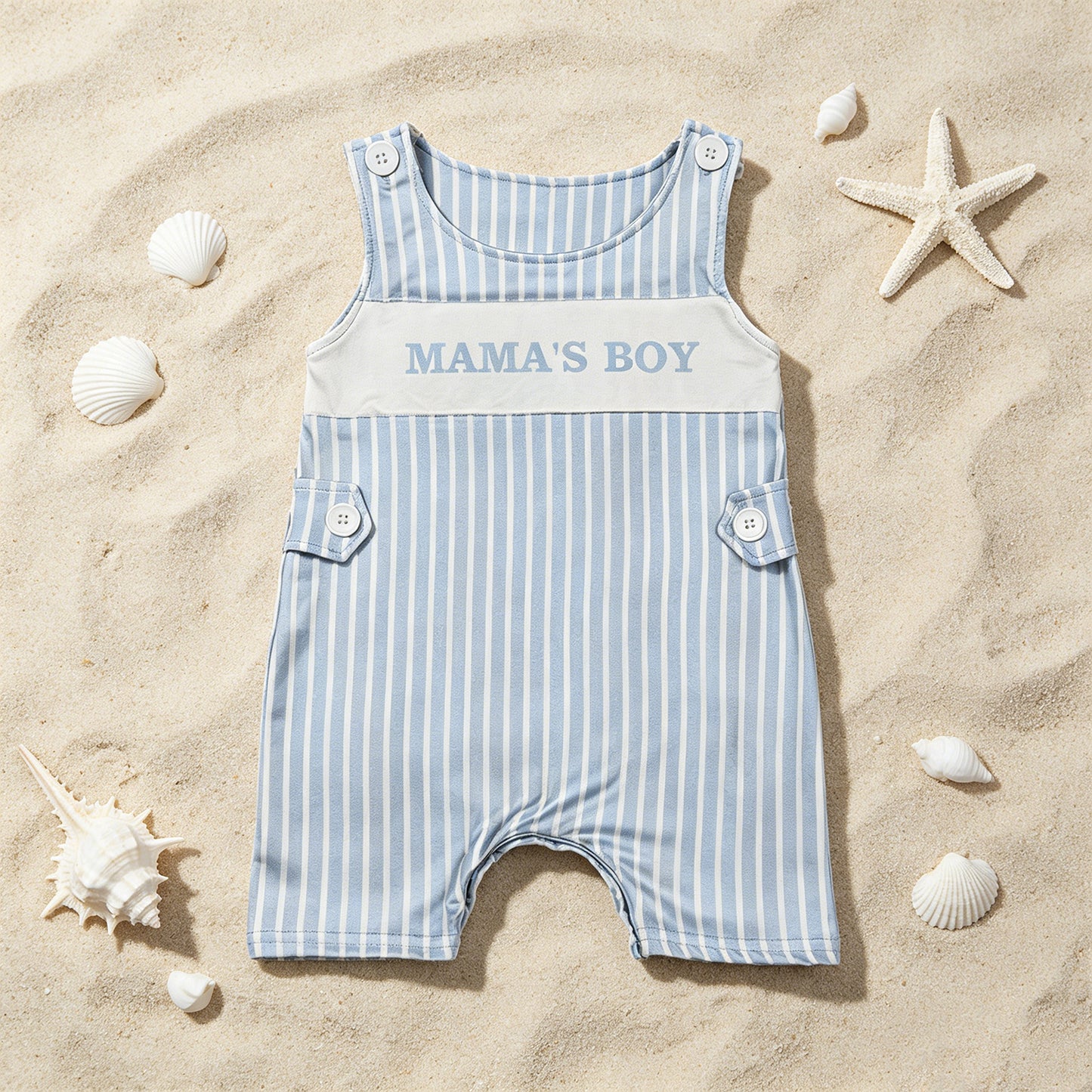 SR3972 RTS NO MOQ （In stock）Sleeveless stripe mama's boy baby summer romper