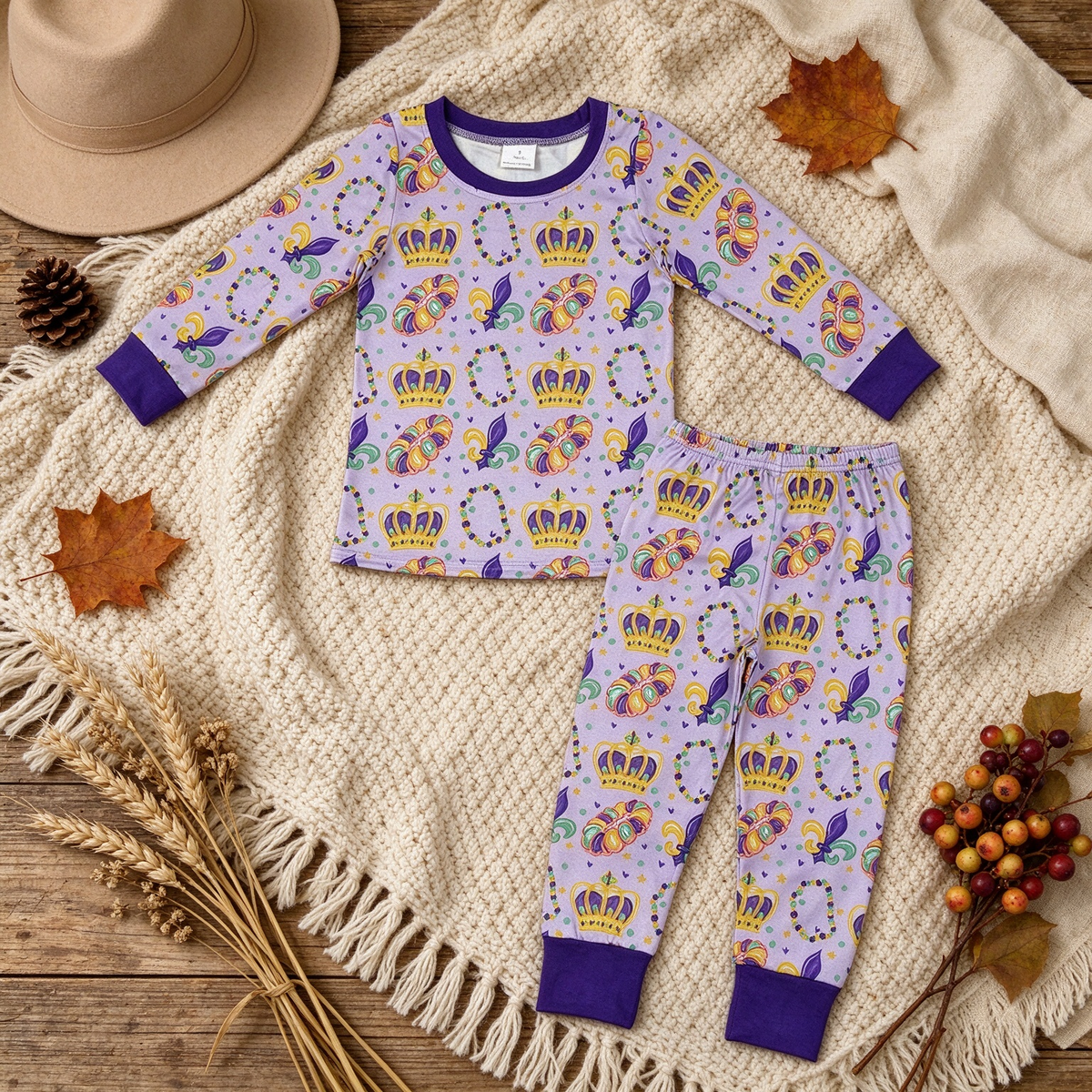 RTS NO MOQ （In stock）milk silk BLP1610 Baby Boys Purple Top Pant Sleepwear Pajamas Setp