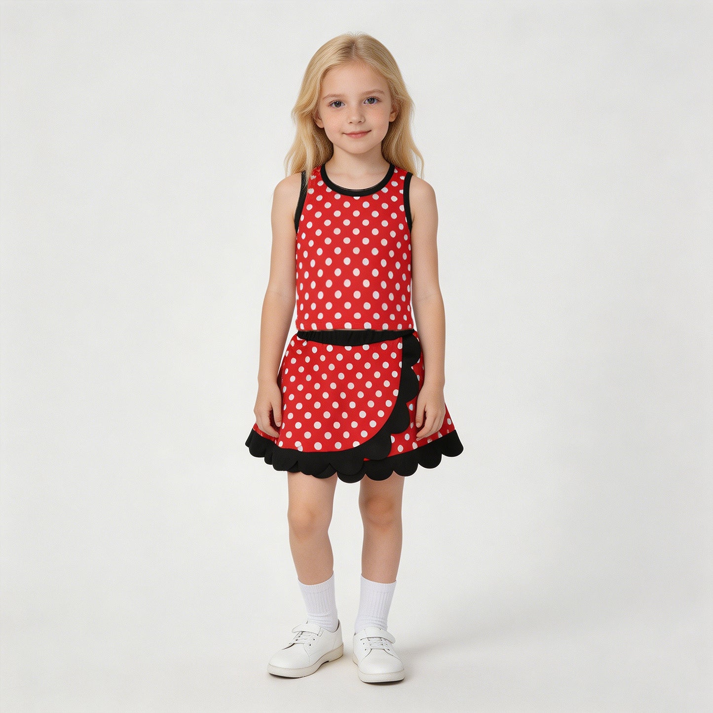 GSD4080 RTS NO MOQ （In stock）Red scallop girls active wear set