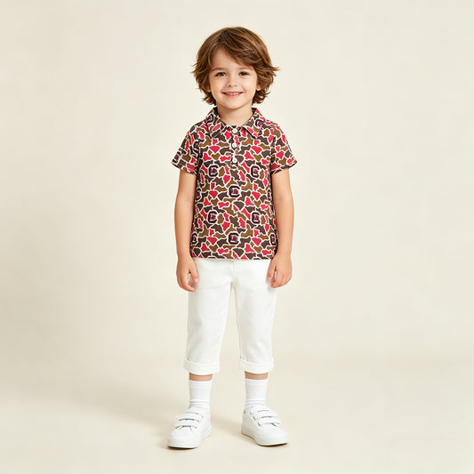 BT1697 RTS NO MOQ （In stock ）Short sleeves camo C kids boys team polo shirt