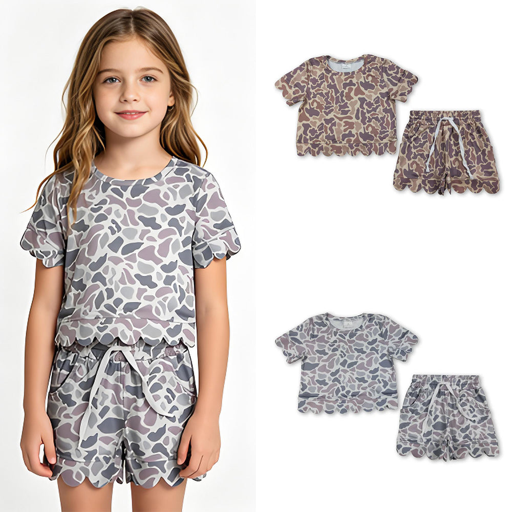 RTS Sibling camo scallop top shorts girls summer outfit