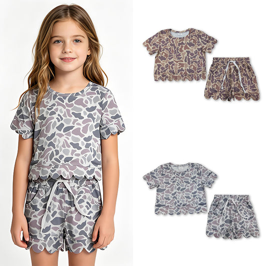 RTS Sibling camo scallop top shorts girls summer outfit