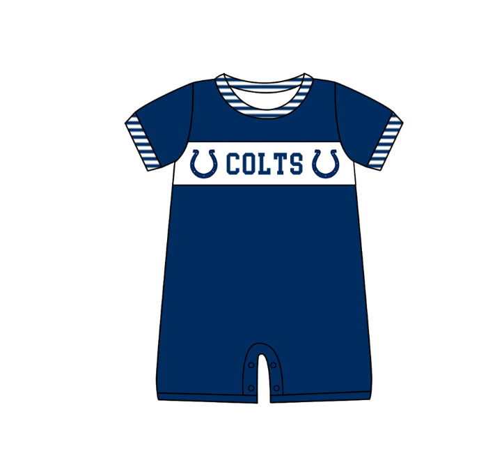 CUSTOM MOQ 5 Sibling Baby Kids Dark Blue Polka Dots Top Shorts Clothes Set Knee Length Dress Rompers
