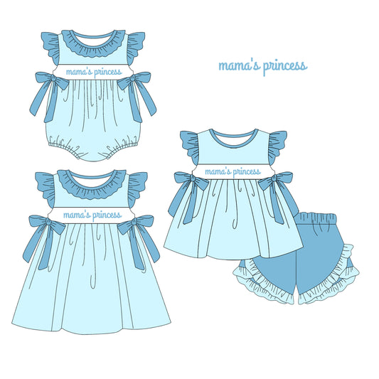 Light blue mama's princess tunic shorts girls clothes