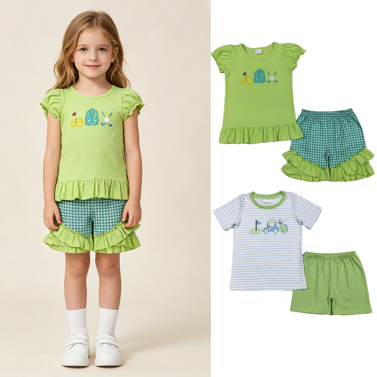 RTS Sibling Stripe golf top top green shorts kids boys and girls clothing  Reviews