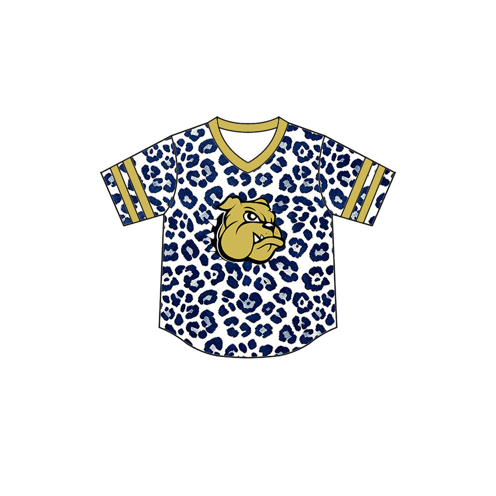 CUSTOM MOQ 5 mix size summer teams Baby Boys Leopard Print Short Sleeve Summer Top