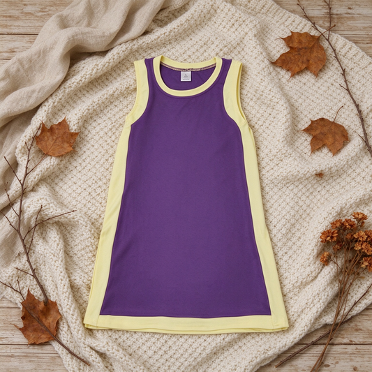 RTS NO MOQ （In stock）yoga fabric cotton GSD4253+SS0958 Yoga Separate Shorts Baby Girls Purple Sleeveless Top Split Hem Short Yoga Skirt Set