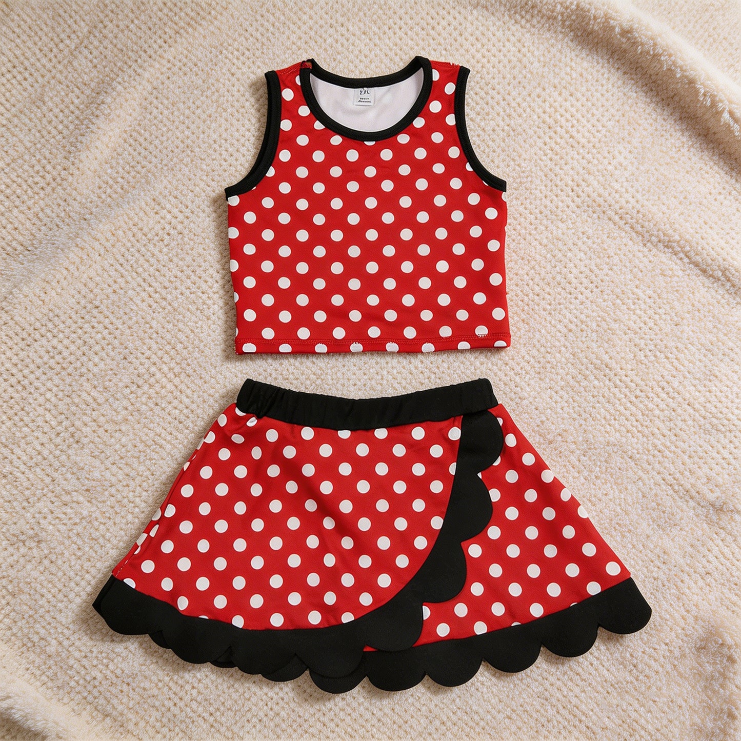 GSD4080 RTS NO MOQ （In stock）Red scallop girls active wear set