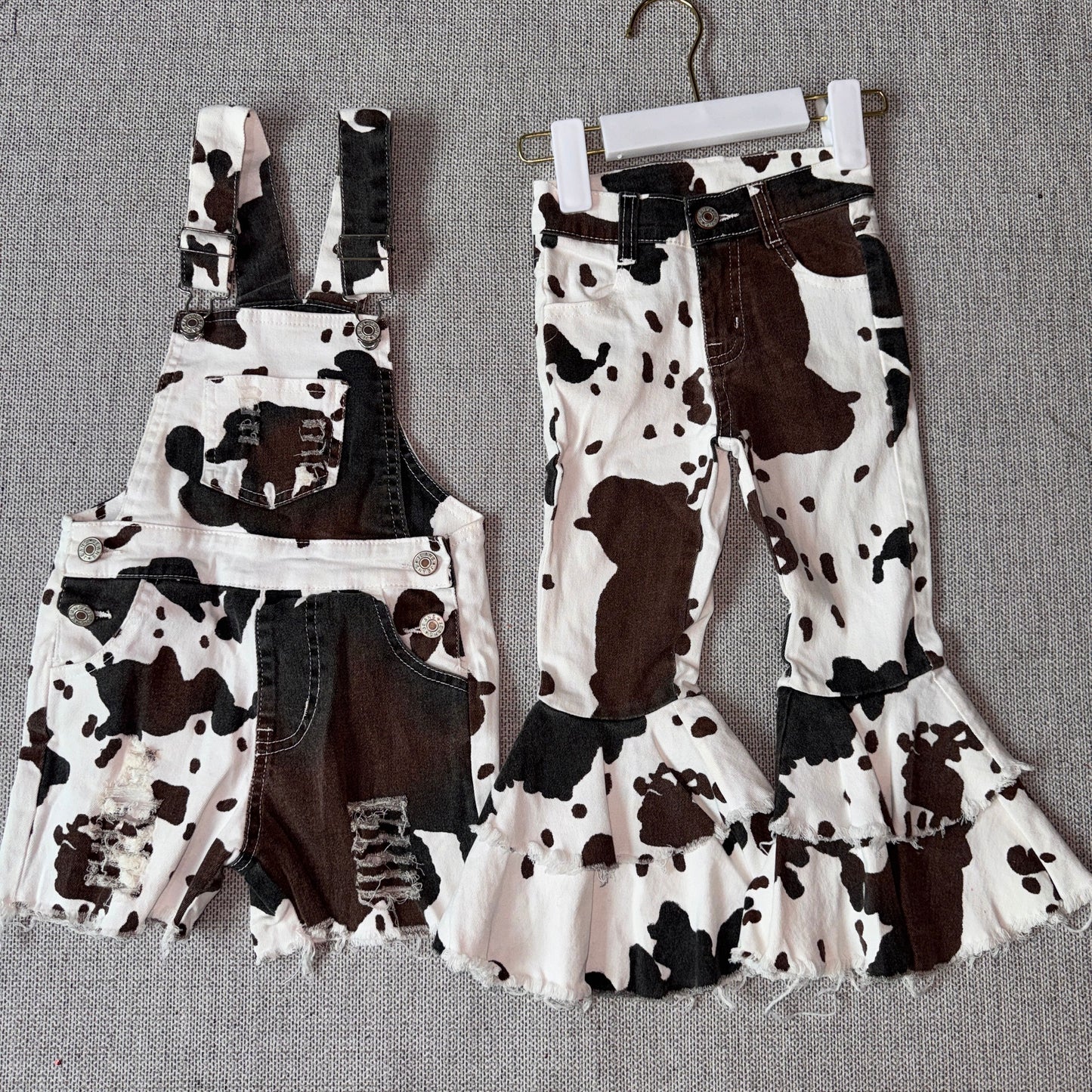 10.28 RST Sibling Baby Girls Western Cow Print Denim Jeans