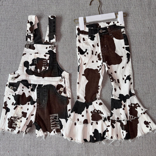 10.28 RST Sibling Baby Girls Western Cow Print Denim Jeans