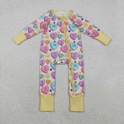 11.21 RTS Sibling Baby Girls Colorful Hearts Stars Pants Valentines Pajamas Sets Two Way Zip Convertible Rompers