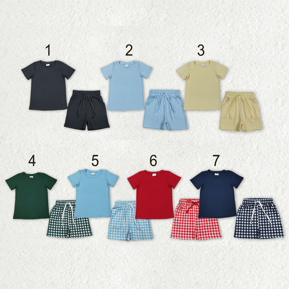 3.18 RTS Sibling Baby Boys Short Sleeve Shirts Top Pockets Shorts Pajamas Clothes Sets