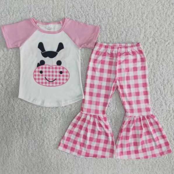 B9-11 Kids girls clothes short sleeve with pants set-promotion $5.5