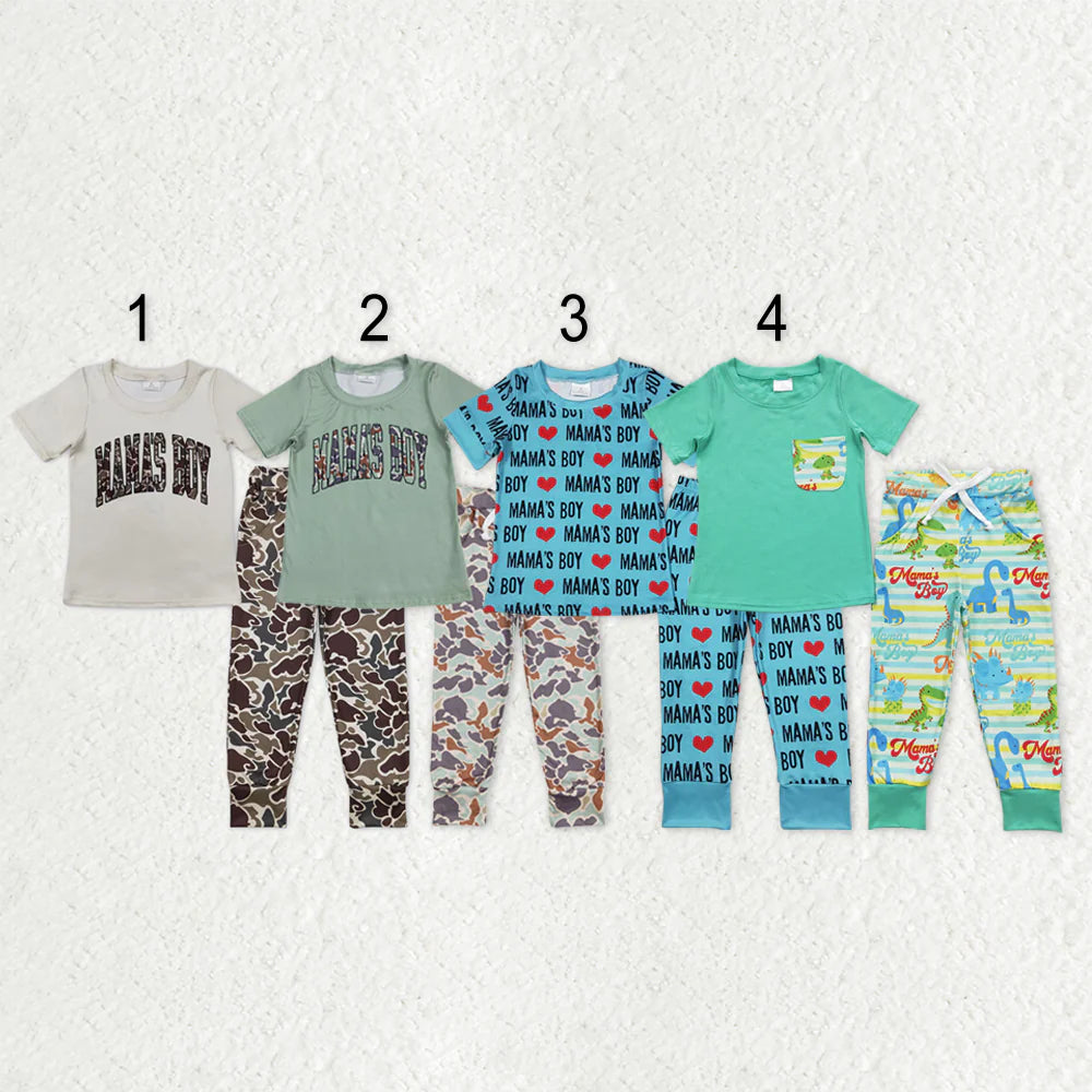 12.20 RTS Sibling Baby Boys Short Sleeve Mama's Boy Top Legging Pants Pajamas Clothes Sets