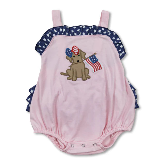 RTS Sibling Strap flag baby girls 4th of july romper