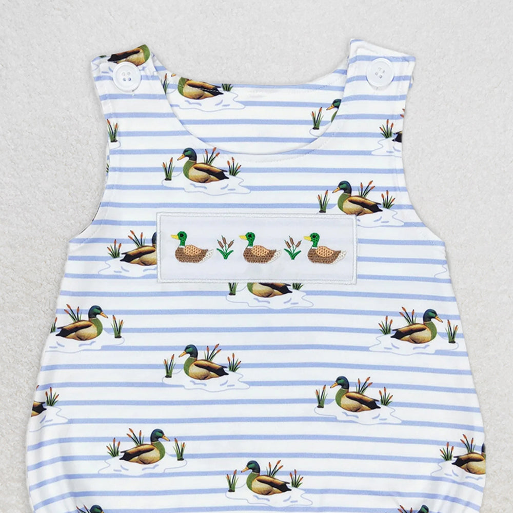 SR1583 RTS NO MOQ Baby Boys Summer Rompers Baby Boys Summer Ducks Sleeveless Rompers