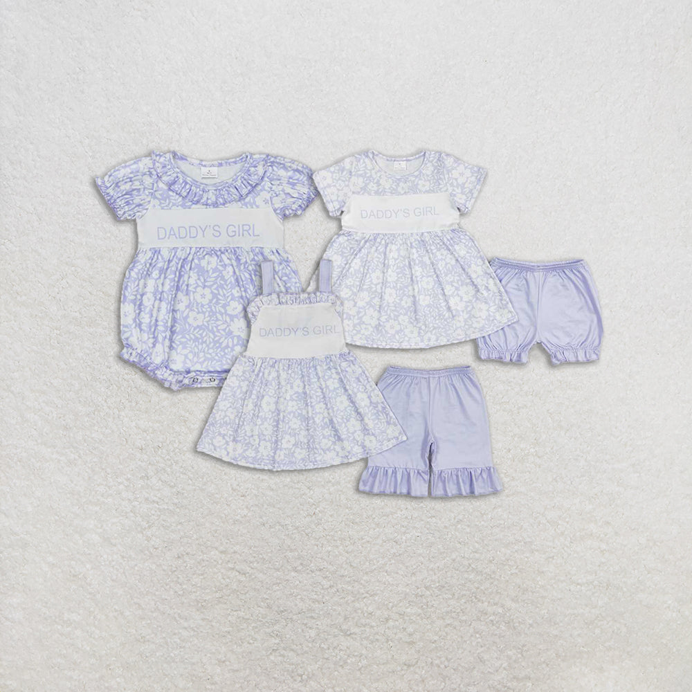 4.24 RTS NO MOQ Floral Tunic Ruffle Shorts Set Short Sleeves 'Daddy's Girl' Top for Girls Cute Casual Outfit Combination