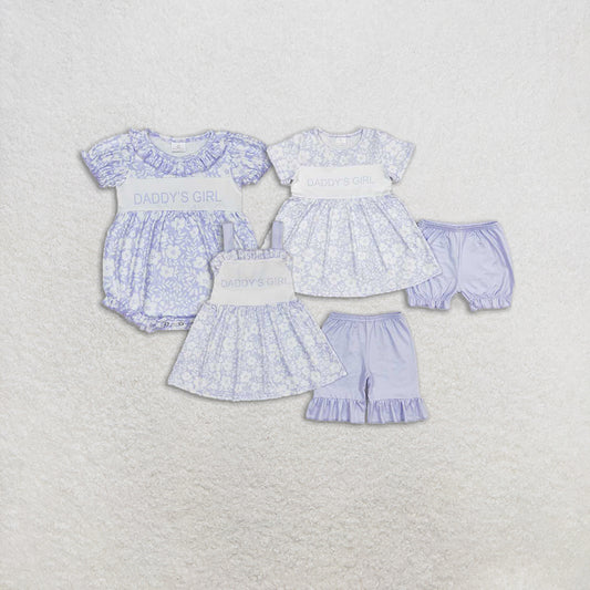 4.24 RTS NO MOQ Floral Tunic Ruffle Shorts Set Short Sleeves 'Daddy's Girl' Top for Girls Cute Casual Outfit Combination