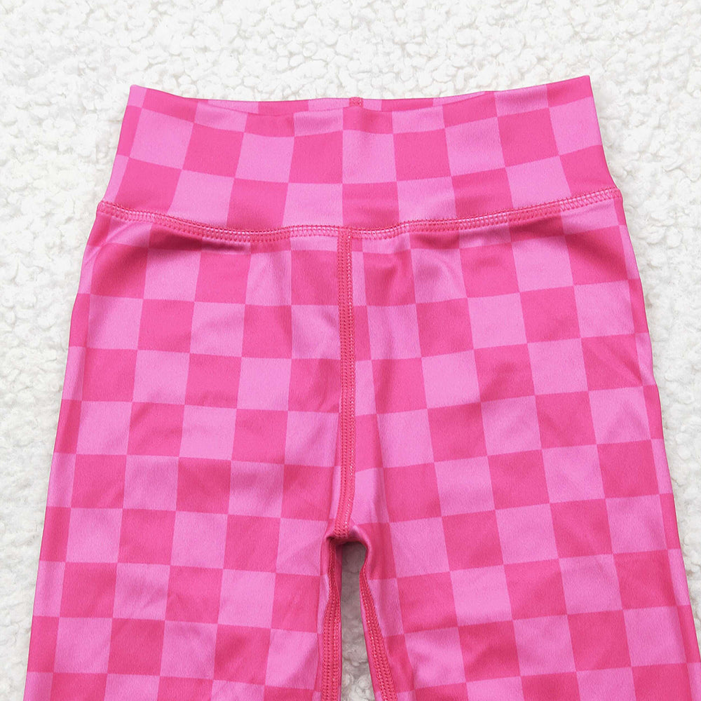 5.15  SS0538 RTS NO MOQ Baby Girls Summer Yoga Shorts  Baby Girls Pink Plaid Biking Shorts Bottoms