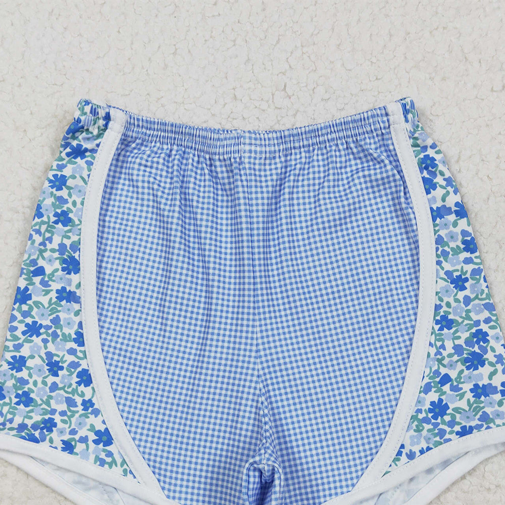 7.15 S0519RTS NO MOQ Baby Girls Shorts Baby Girls Blue Floral Shorts Bottoms