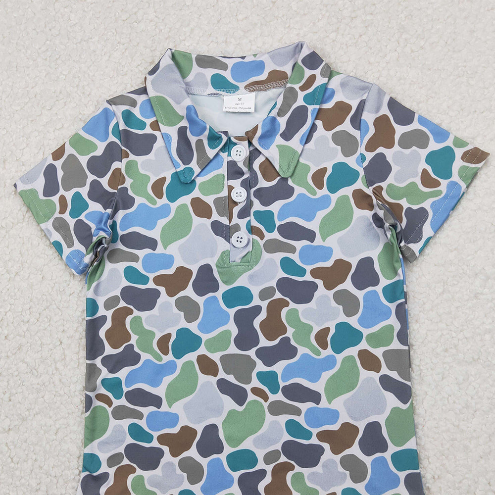 4.11 BT1214 RTS NO MOQ Baby Boys Summer Tops Short sleeves green camo print kids boys polo shirt