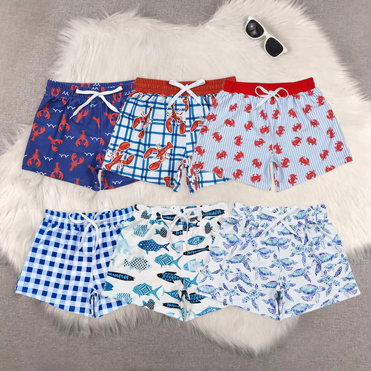 8.19 RTS Sibling Baby Boys Summer Swimsuits Turtle print kids boys summer swim shorts