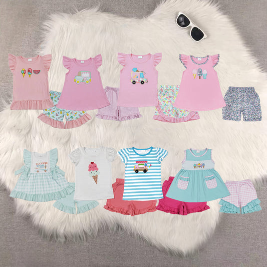 RTS Sibling Baby Girls Pink Popstick Tunic Top Shorts Outfits Summer Clothes Sets