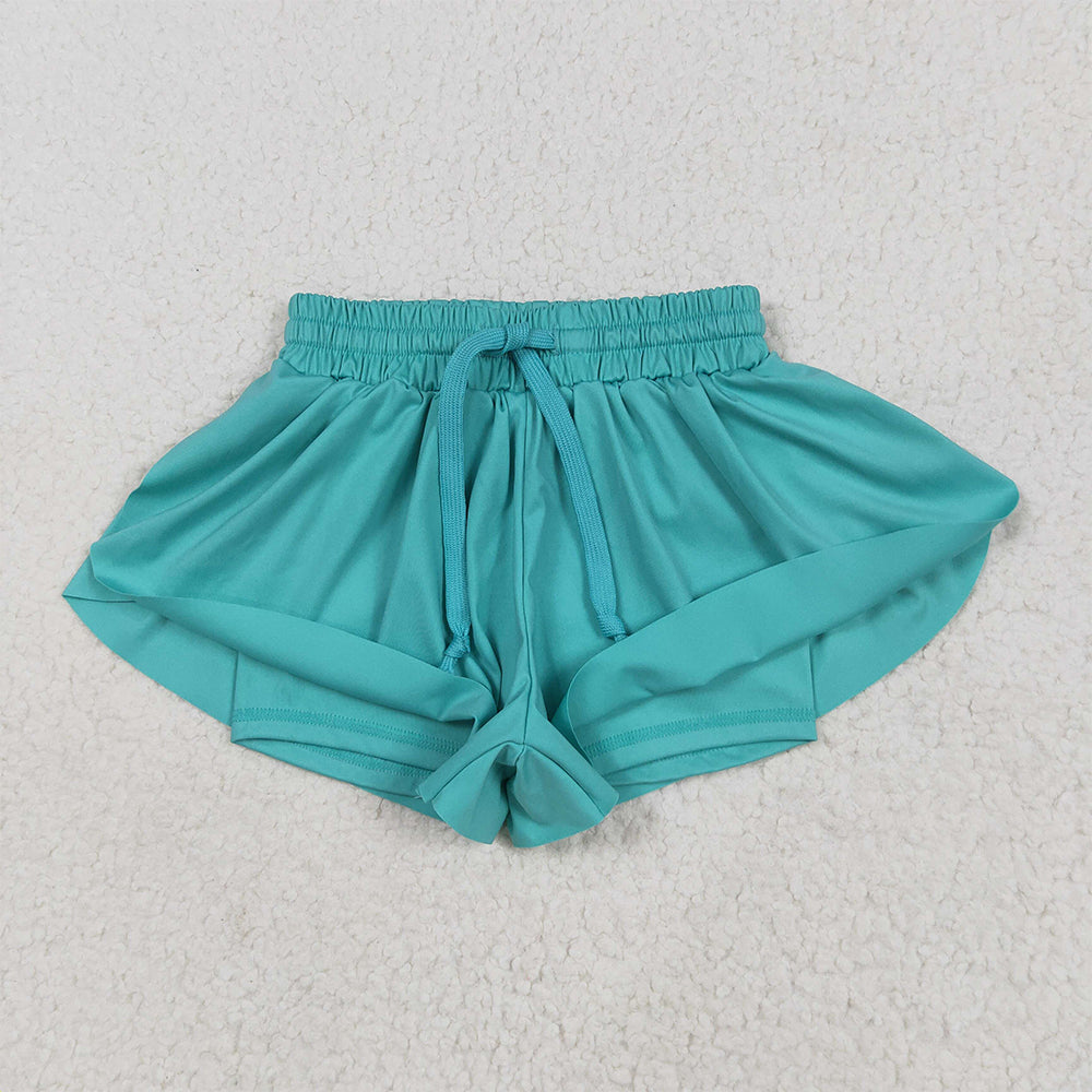7.02 SS0553RTS NO MOQ  Baby Girls Summer Yoga Shorts Baby Girls Aqua Skort Shorts Bottoms