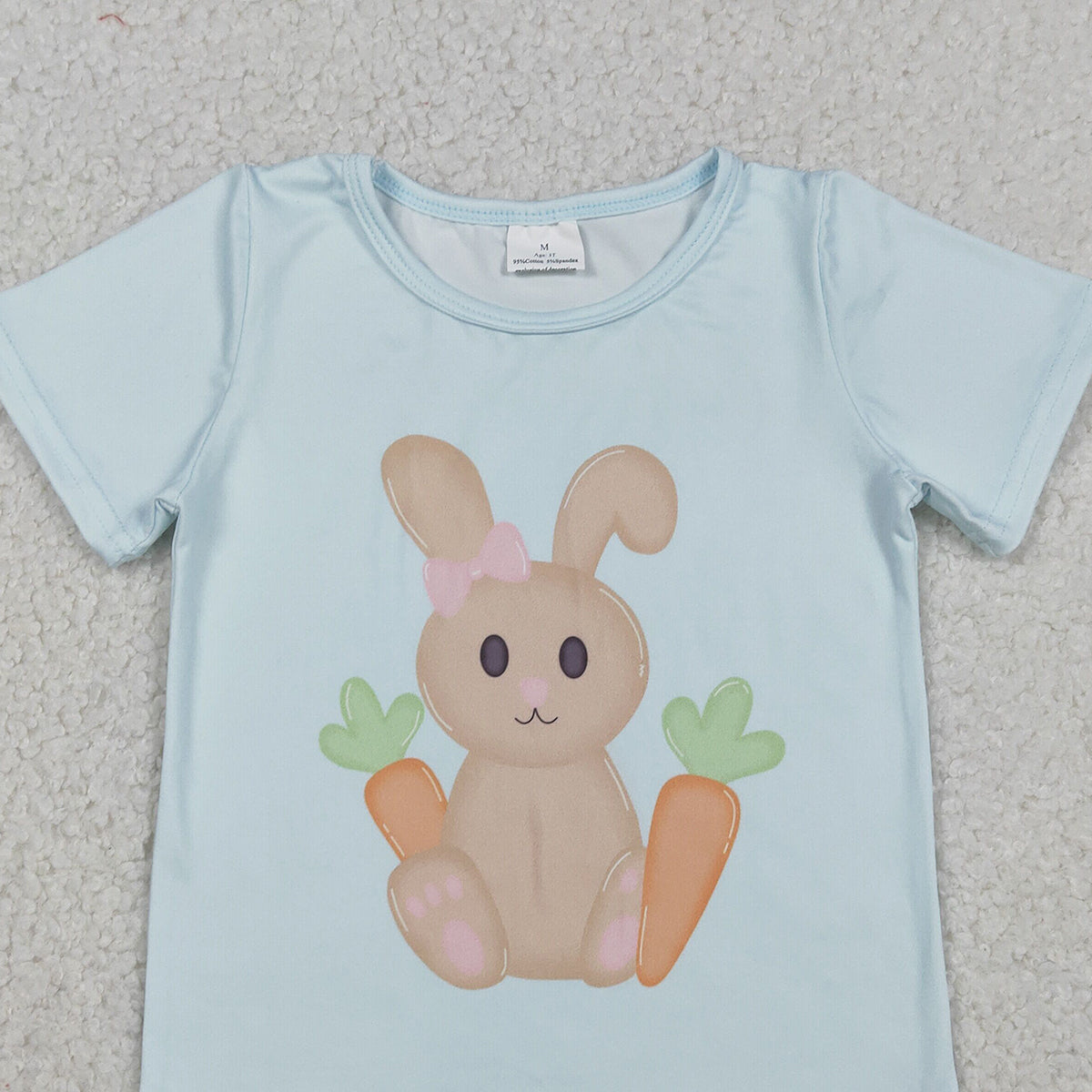 12.6 RTS NO MOQ （In stock）GT1395 Baby Girls Short Sleeve Rabbits Carrots Easter T-shirts Top
