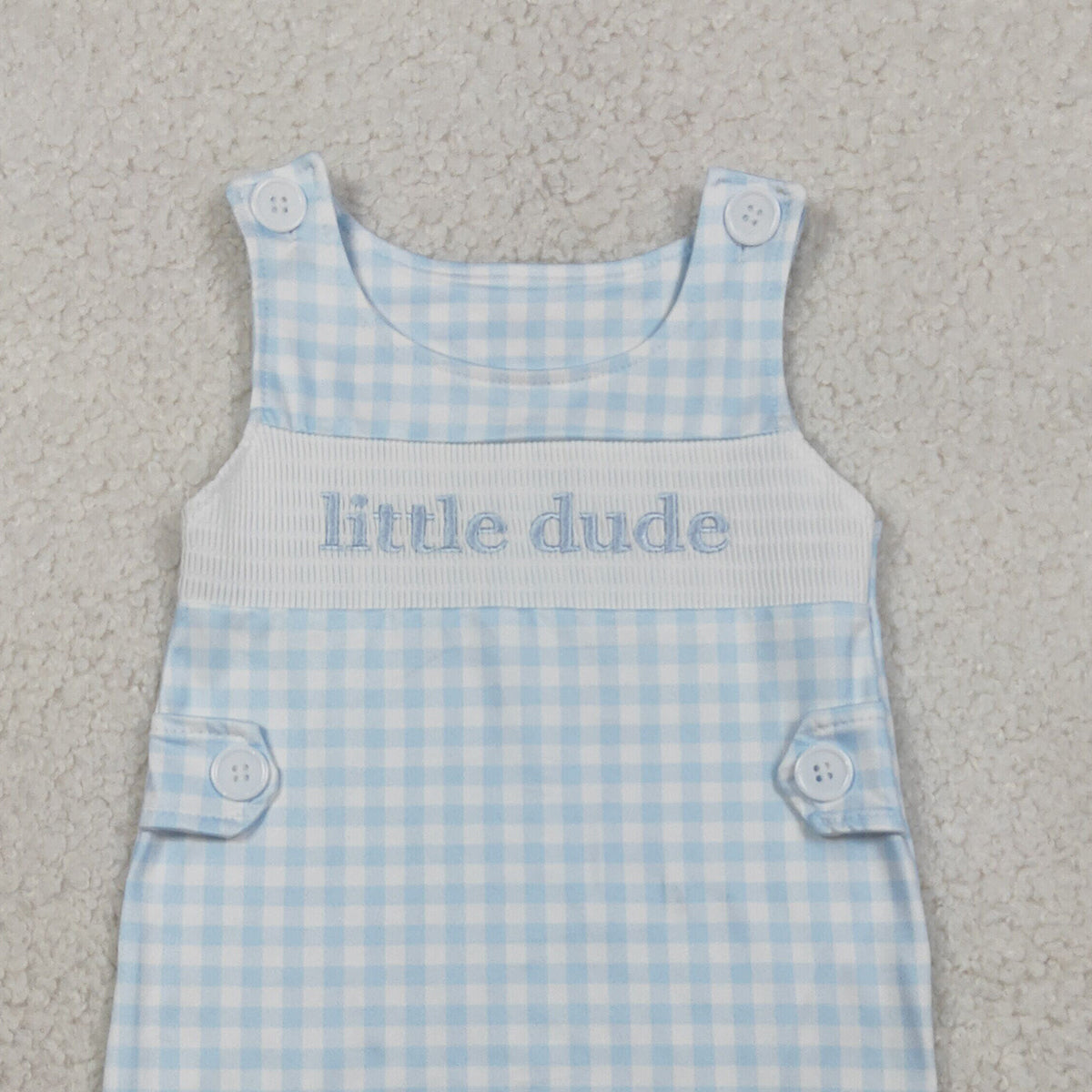 1.19 RTS NO MOQ （In stock）SR3482 Smocked Little Dude Baby Boys Sleeveless Checked Rompers