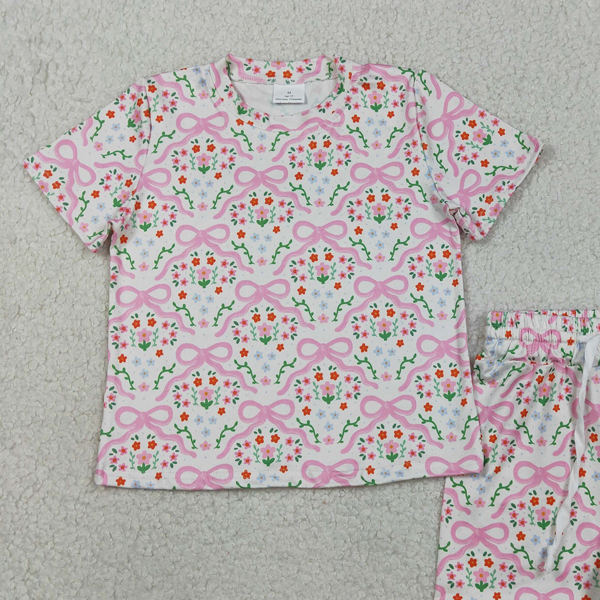 3.28 RTS NO MOQ （In stock）GSSO3379 Short sleeves floral bot top shorts kids girls outfits