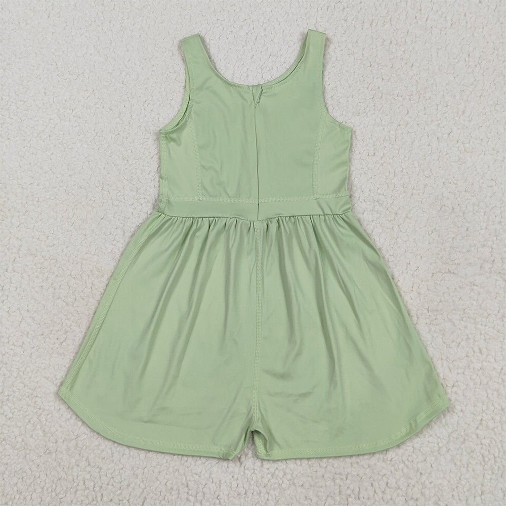 7.01 SR3021RTS NO MOQ Baby Girls Summer Jumpsuits Baby Girls Aqua Sleeveless Yoga Jumpsuits