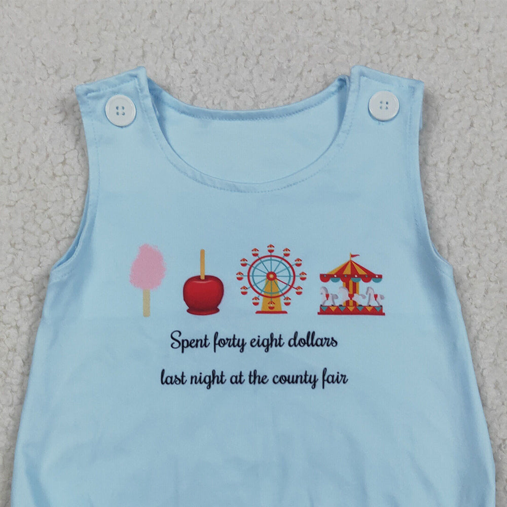 8.23 RTS NO MOQ （In stock）SR3056 Baby Boys Summer Rompers Baby Boys Blue Sleeveless Park Rompers