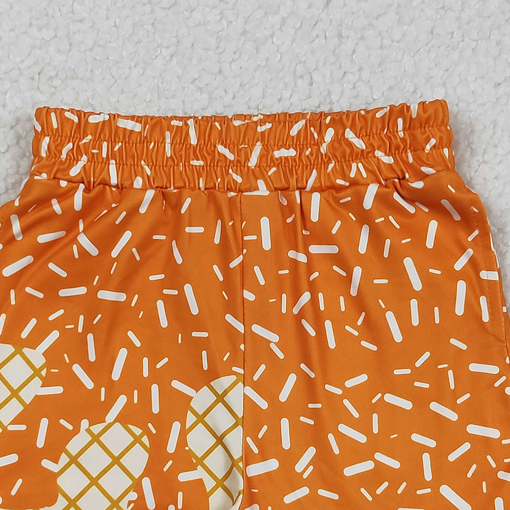 RTS NO MOQ （In stock）SS0639 Baby Boys Summer Shorts Orange Team Shorts Bottom Drip Sprinkles Design Comfortable Breathable Clothing for Infants