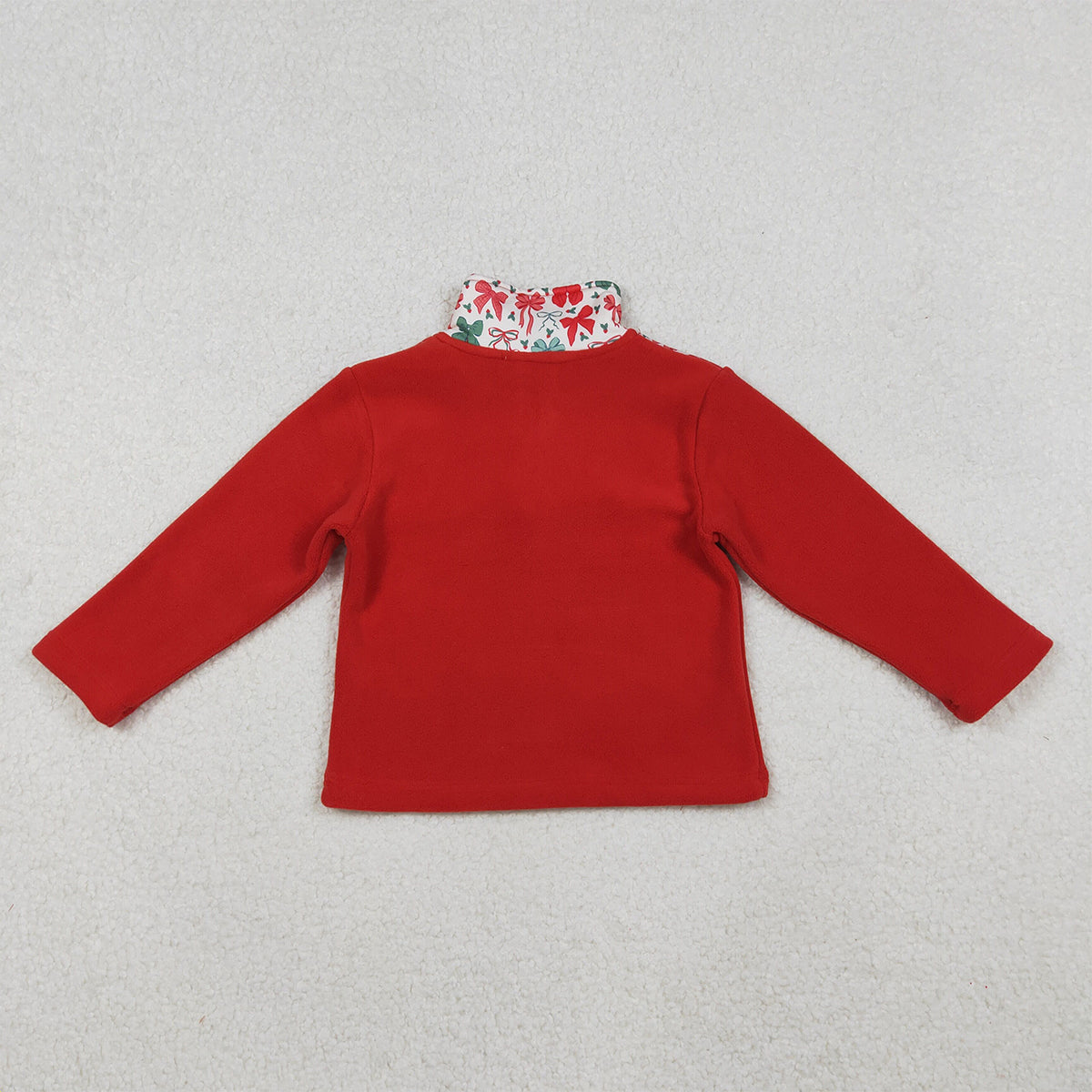 10.15 RTS NO MOQ （In stock）GT1150 Baby Girls Red Green Bows Christmas Zipper Pullover Top