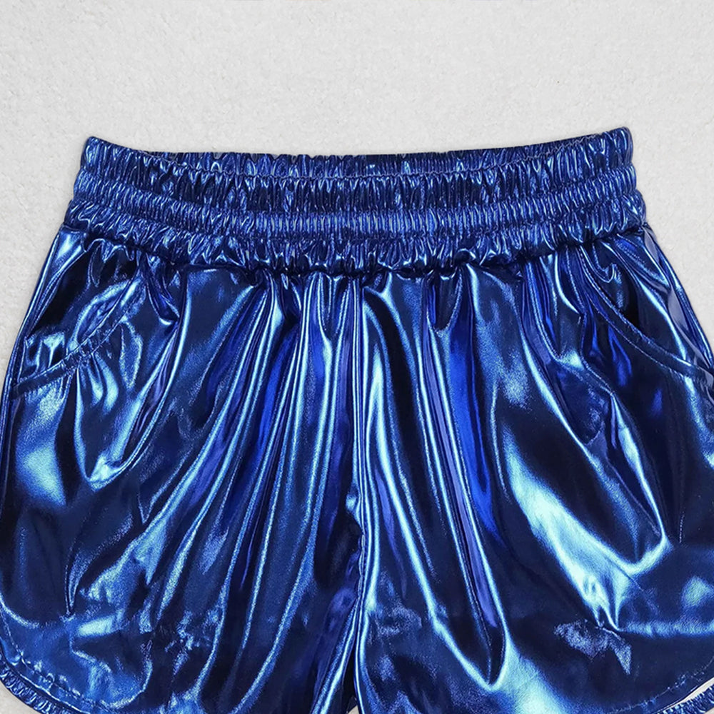 SS0409RTS NO MOQ Baby Girls Summer Shorts Stylish Blue Elastic Waist Summer Shorts for Trendy Girls