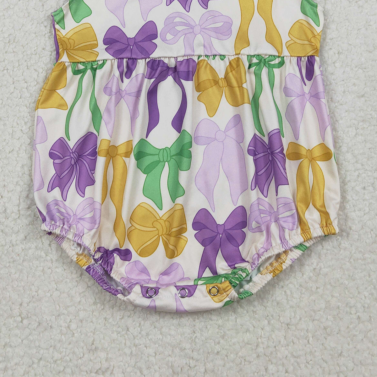 1.16 RTS NO MOQ （In stock）SR3546 Baby Girls Flutter Sleeve Mardigras Bows Plaid Ruffle Rompers