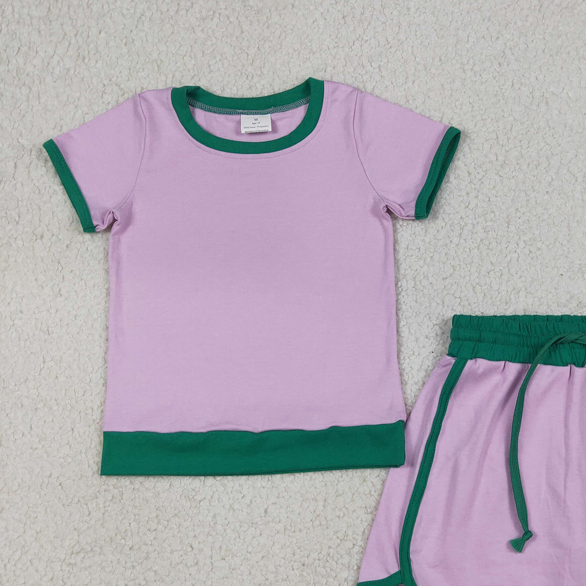 4.13 GSD3672 RTS NO MOQ （In stock ）Pink green cotton top skirt kids girls summer outfits